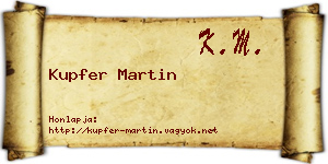 Kupfer Martin névjegykártya